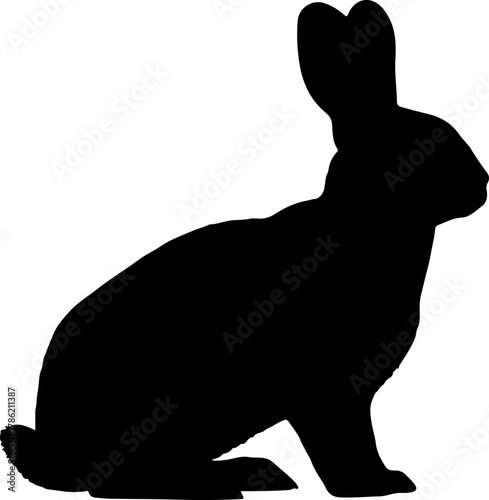 Black silhouette of a rabbit in a sitting position, perfect for various designs