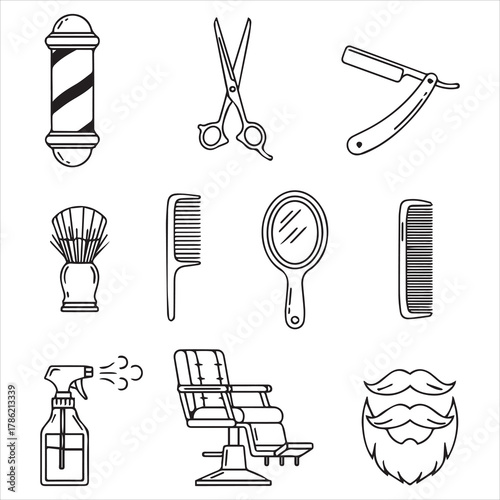 barber shop icon black line art 