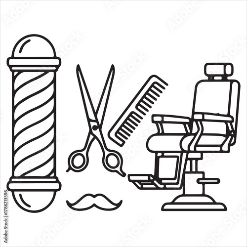 barber shop icon black line art 