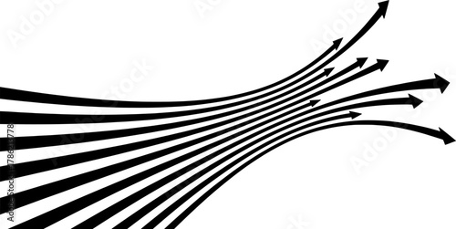 Perspective vector illustration of multiple arrows growing forward. Concept of progress, leadership, vision, and business growth in a modern minimal design.