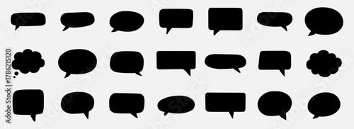 Comic speech bubble, and text box silhouettes. essential vector set for comic elements, dialog, storytelling, and pop art design
