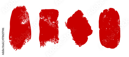 赤い落款のセット。ベクターのスタンプ素材。