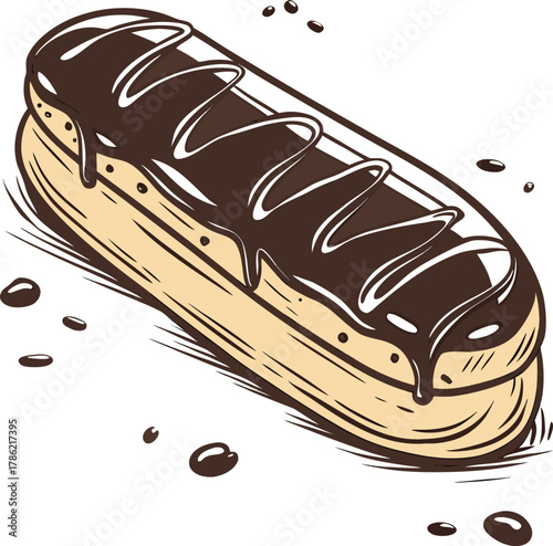 Chocolate eclair vector illustration