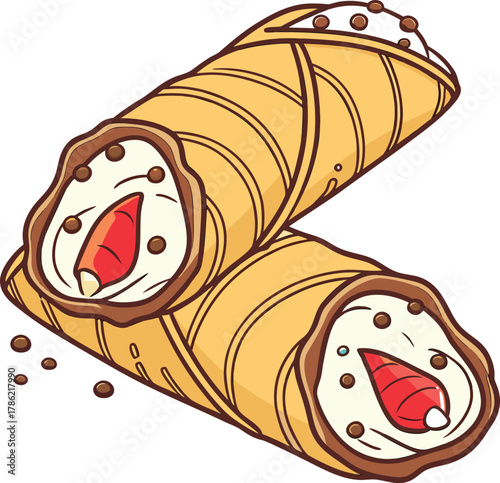 Two cannoli, traditional italian dessert