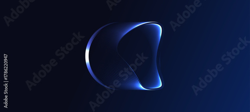neon futuristic 3d sphere of blue purple glowing digital waves particles future technology concept engineering science abstract energy orb data innovations abstract blue background	