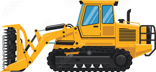 Yellow Crawler Bulldozer Construction Machine Vector