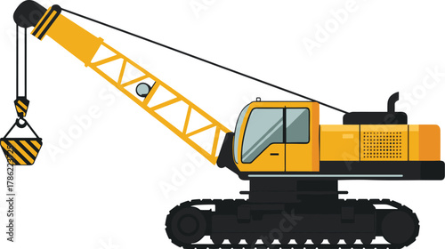 Yellow Crawler Crane Heavy Lifting Construction Vector