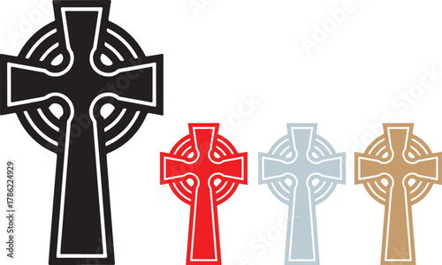 Traditional celtic cross with circular ring silhouette design for banners and advertisements