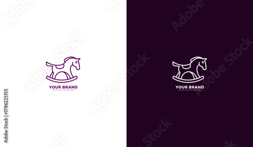 Children's toy horse logo, toy horse icon or symbol for a children's toy store. Vector illustration.