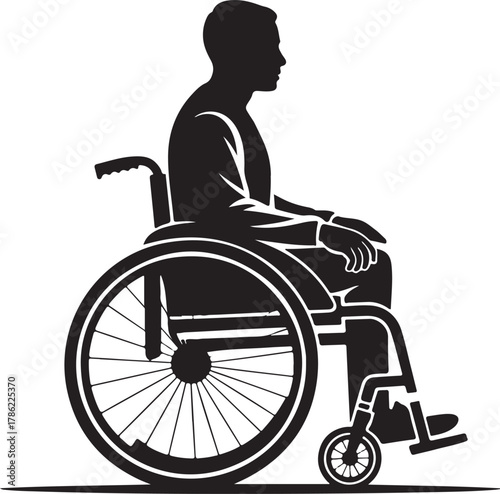 Man in Wheelchair Silhouette Providing Accessibility and Inclusion Concept Art