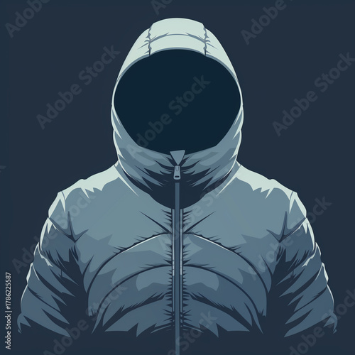 Faceless hoodie illustration on dark background  
