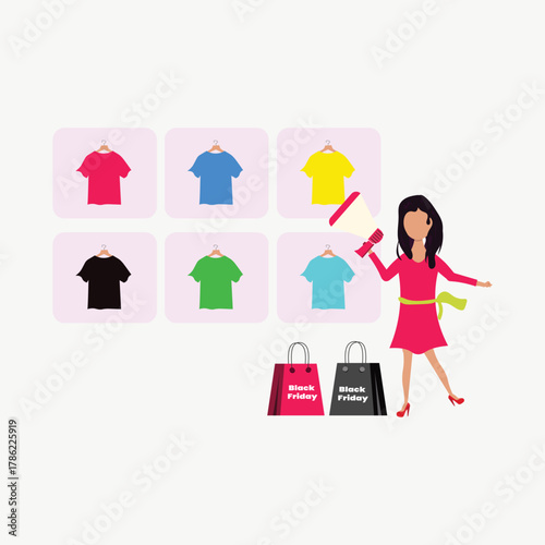 Black Friday Shopping Illustration  Big Sale, Discount, and Ecommerce Promotion Concept