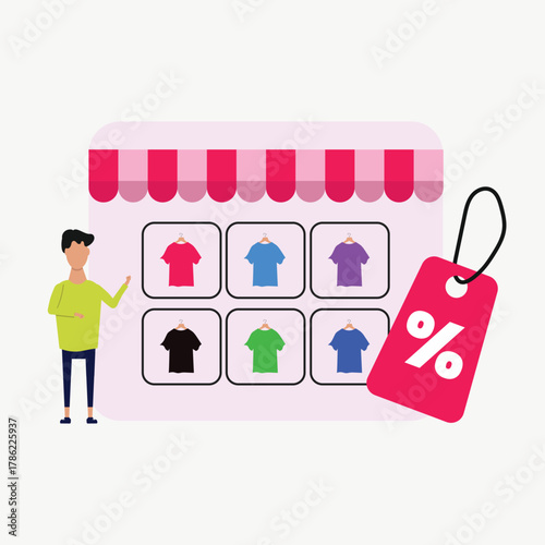 Black Friday Shopping Illustration  Big Sale, Discount, and Ecommerce Promotion Concept