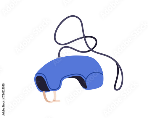 Dog muzzle, anti-biting, barking protection, nose tool. Protective canine accessory, restraint, dangerous snout control and safety. Pet supplies. Flat vector illustration isolated on white background.