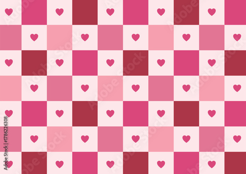 ハートモチーフのチェッカーボード柄素材 バレンタイン