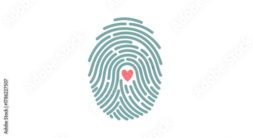 Symbolic representation of identity with heartfelt recognition in biometric scan concept