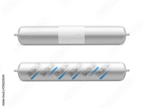 Foil adhesive sealant mockup. Vector illustration isolated on white background. Can be use for template your design, presentation, promo, ad. EPS10.