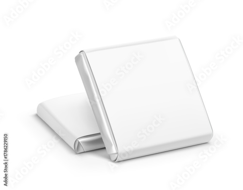 Branded chocolate squares, Neapolitan mockup for promoting business, special occasions. Vector illustration isolated on white background. Easy to use for presentation your logo, design. EPS10.