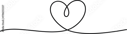 Black heart shape drawn with a single continuous line 3