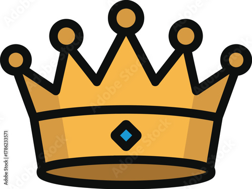 A regal golden crown design featuring a prominent, sparkling blue jewel at its center. Suitable for luxury branding and premium applications.