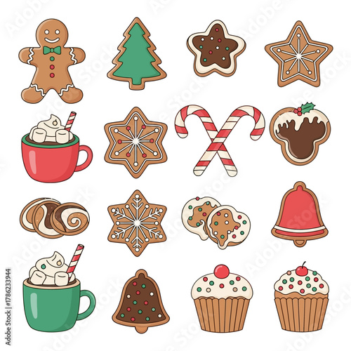 Christmas Treats Gingerbread Man, Tree, Star Cookies & Holiday Sweets