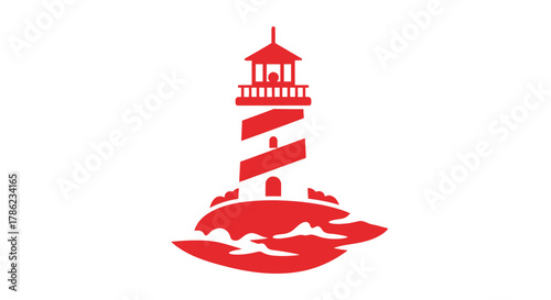 vector illustration of a red lighthouse