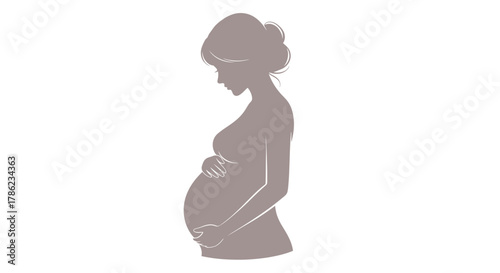 Serene silhouette depicting a pregnant woman embracing her unborn child with anticipation
