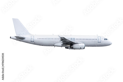 White passenger plane fly isolated