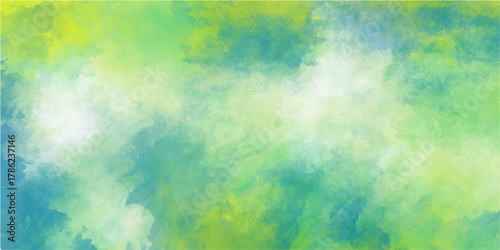 Abstract colorful watercolor texture background design with vintage yellow orange paint pattern.  beautiful green watercolor background with various bokeh surrounding randomly, soft green texture 
