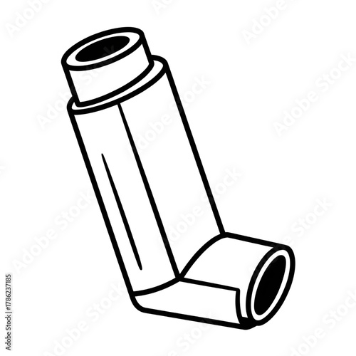 Inhaler Coloring Page – Medical Device Vector Illustration for Kids and Education