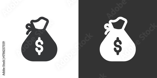 Money Bag icon. Solid glyph series icon