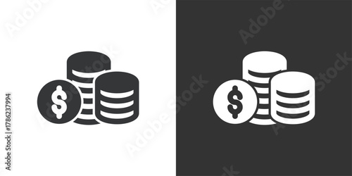 Stack of Coins icon. Solid glyph series icon