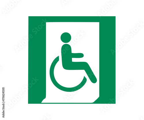 ISO 7010 E026 Emergency exit for people unable to walk or with walking impairment (left) sign.  Safety condition sign pictogram vector design and illustration. 

