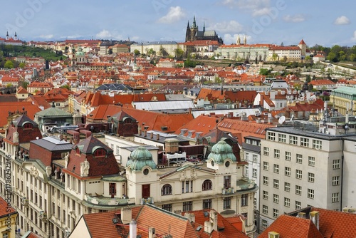 Wallpaper Mural Aerial view over the red roofs of Prague, the Castle and the Cathedral, Prague, Bohemia, Czech Republic Torontodigital.ca