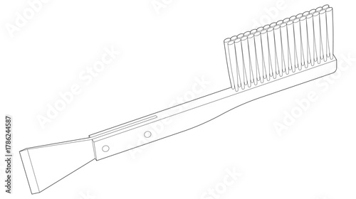 Isolated vector illustration of an apiarist tool: a bee brush with a scraper. Ideal for beekeeping and gardening themes.