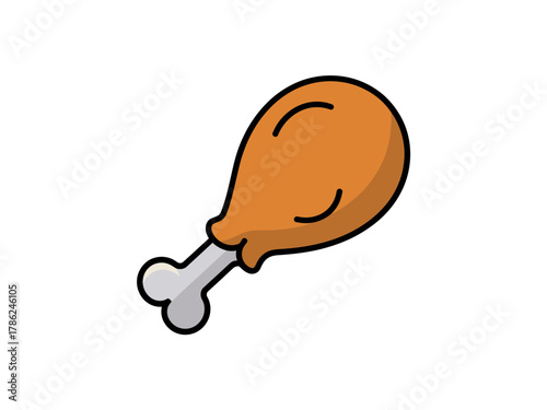 A cooked chicken leg is depicted against a white background.