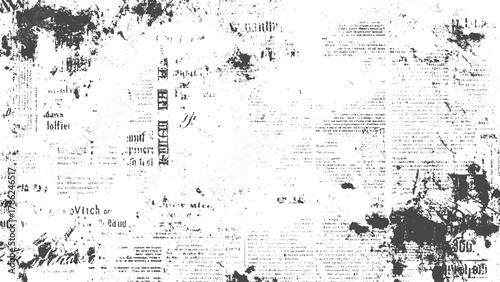 Old newspaper texture with ink smudges and worn distressed design. Retro newspaper background with grunge print and vintage paper feel. 