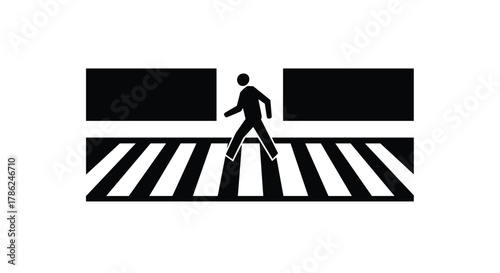 Pedestrian crossing street safely at a zebra crossing symbolizing movement and urban life, Generative AI