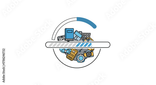 Dynamic progress bar visually represents online shopping fulfillment and digital content loading for e-commerce success, Generative AI