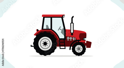 Powerful red tractor ready for agricultural work symbolizing farming and rural industry with its robust design and bold color, Generative AI