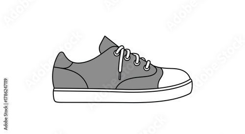 Stylish grey canvas sneaker with white laces and toe cap perfect for modern casual wear and athletic design concepts, Generative AI