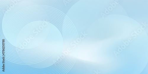 Abstract minimalist banner background, pastel colorful, blue and white gradations. Circle effect style geometric simple art