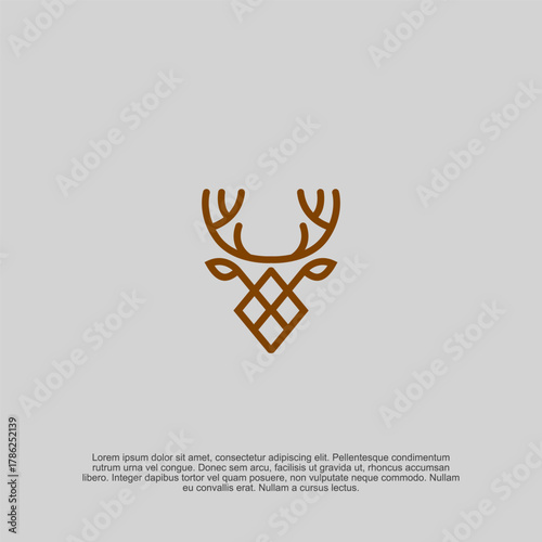 Stylized Deer Head: Geometric Icon in a Subtle Palette, Emblem Design with Modern Simplicity, Perfect for Nature, Wildlife, or Minimalist Brands and Designs, Fresh Look