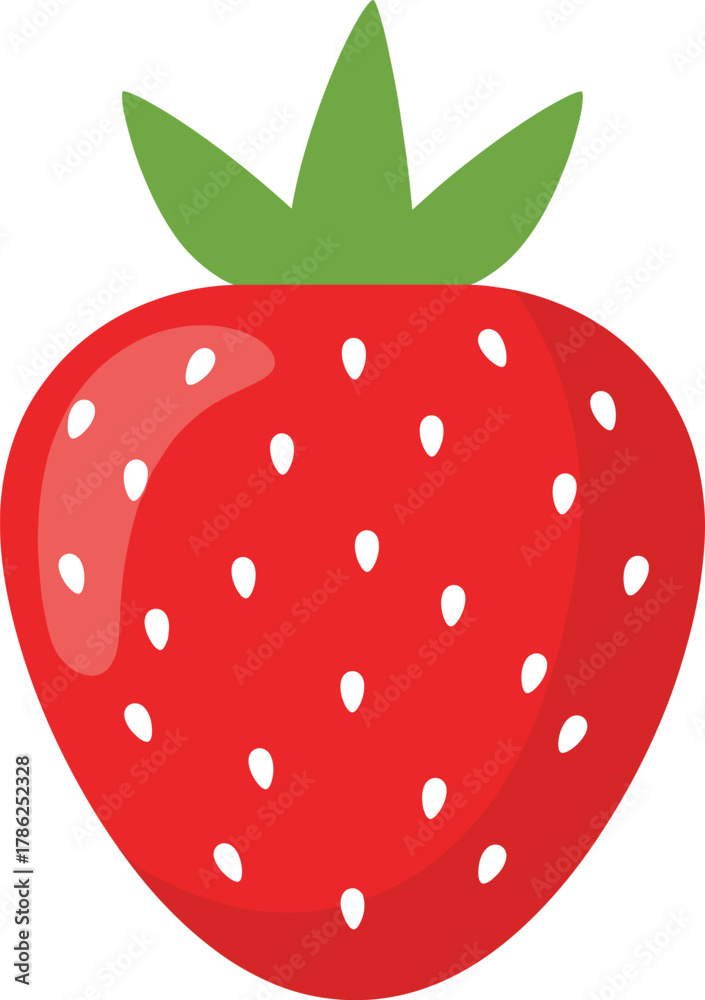 Obraz premium Glossy Flat Design Strawberry Icon with Highlight Vector