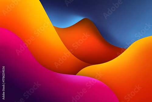 Vibrant Color Waves Creating Abstract Background with Gradients and Smooth Curves