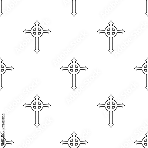 christian cross seamless pattern isolated on transparent background.