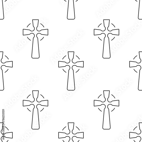 christian cross seamless pattern isolated on transparent background.