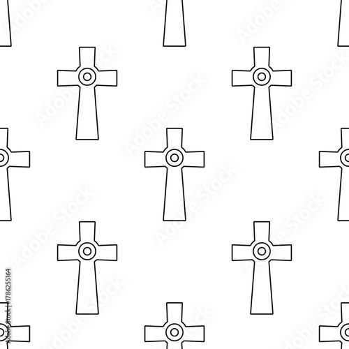 christian cross seamless pattern isolated on transparent background.