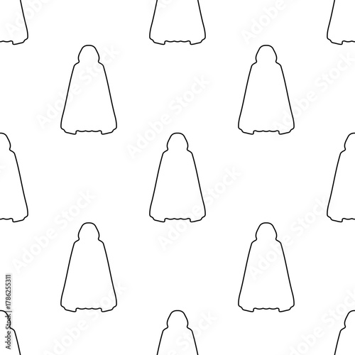 dark robes seamless pattern isolated on transparent background.