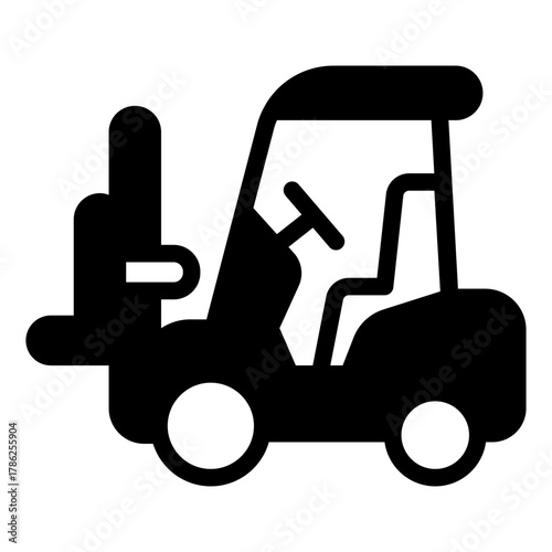 Forklift, warehouse truck solid icon, manufacturing logistic concept, lifting vehicle, transporting sign on white background, glyph style for mobile web design. Vector graphics.